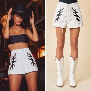 White Lightning Cut Out Vegan Leather Shorts